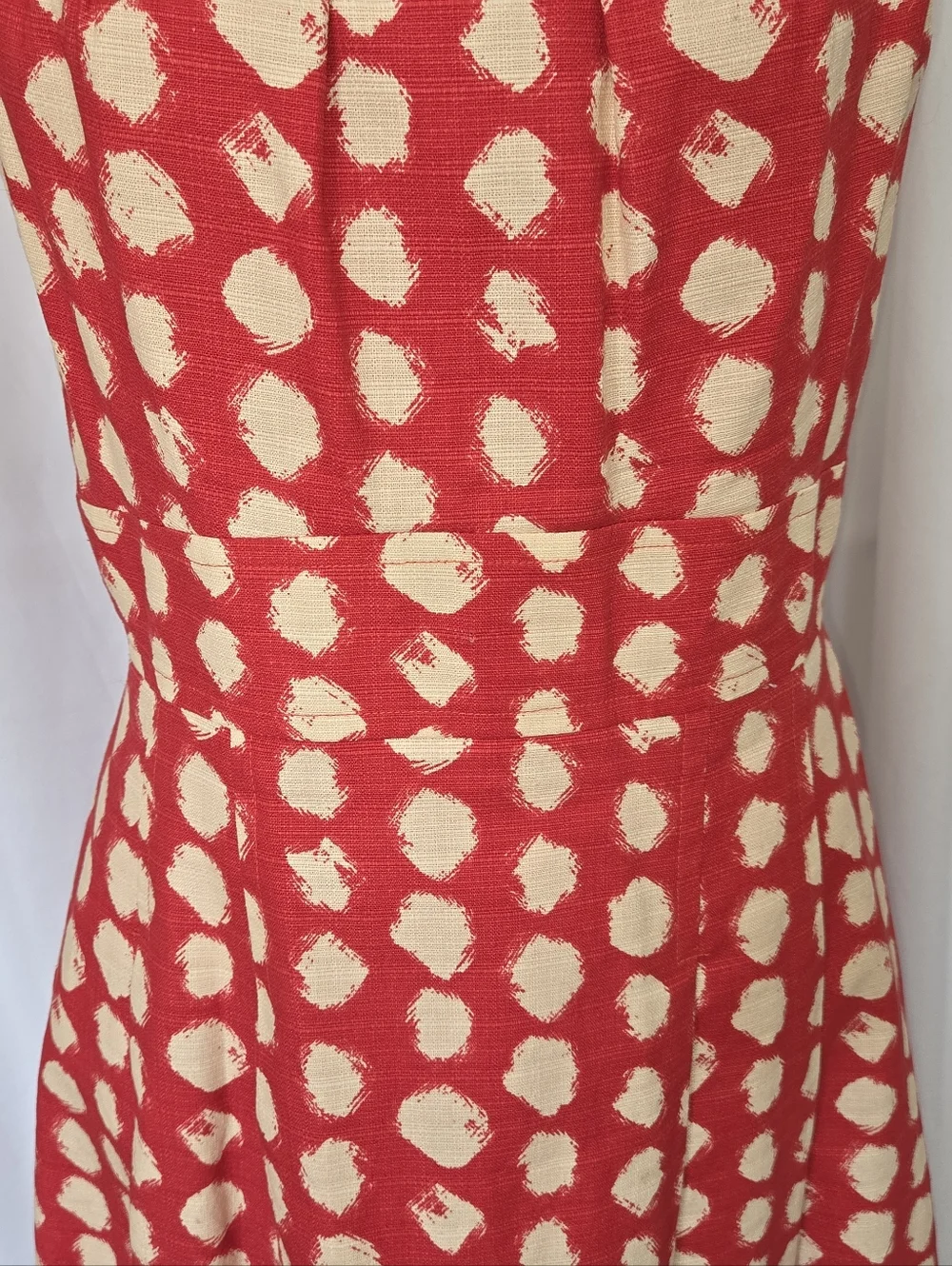 Eliza J Coral Paint Brush Dots Print Halter Neckline Lined  Midi Dress Size 6
